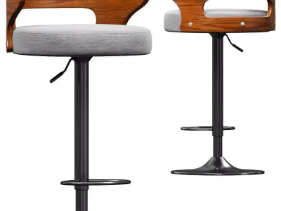 Levede 1x Bar Stools Kitchen Gas Lift Wooden Beech Stool Free 3D model