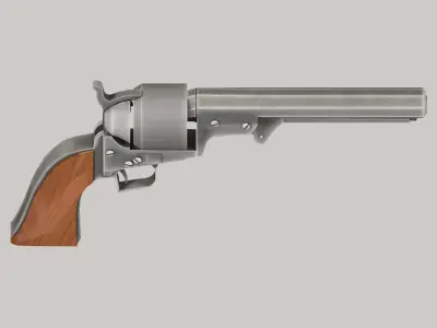 Western shotgun revolver Low-poly 3D model