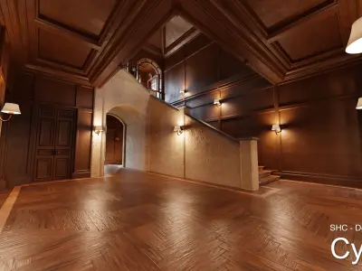 Classic Estate with interior for Blender Eevee and Cycles Low-poly 3D model