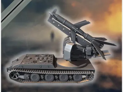 E-100 mit Raketenwerfer R-1 Rakete rear version Entwicklung rock 3D print model