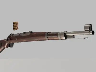 mauser-karabiner-98k rifle with two cartridges 3D model