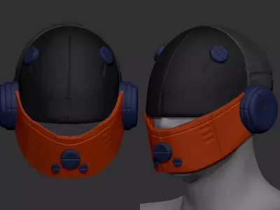 High quality scifi helmet high poly sculpt 3d printable 3D model 2
