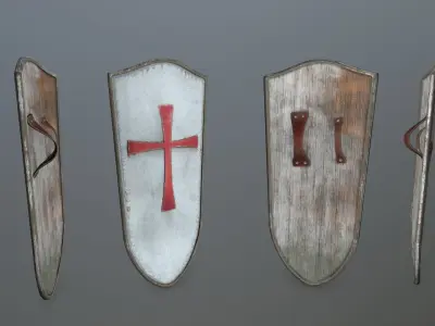 shield set man holding sword and Low-poly 3D model