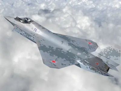 Sukhoi checkmate T-75 LTS Low-poly 3D model