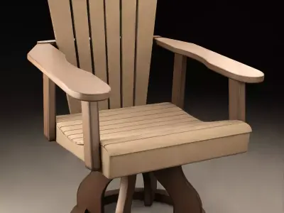 Detailed Wooden Arm Chair 3D model