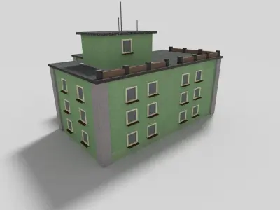 low poly building 2 Low-poly 3D model