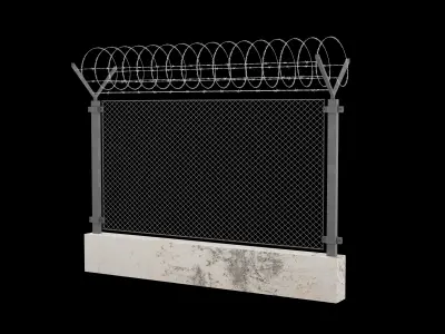 New High Security Razor Barbed Wire Fence 3ds Max Low-poly 3D model