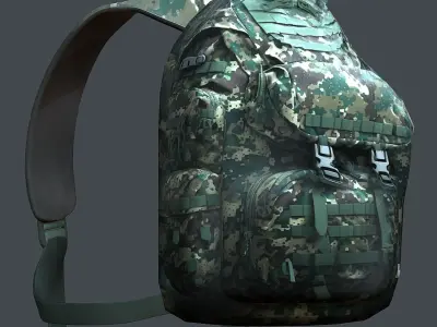 Backpack military combat Black baggage Low-poly Low-poly 3D model