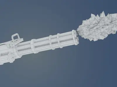 Low-poly minigun for games Low-poly 3D model