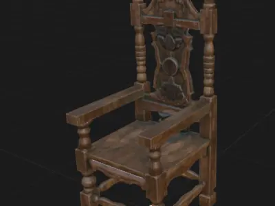 Medieval Wooden Throne - Game-Ready Low-poly 3D model