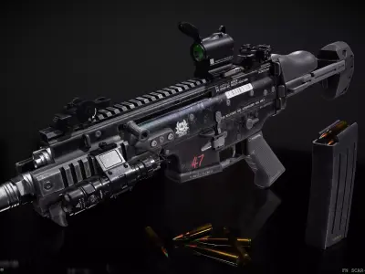 FN Scar-SC SMG Low-poly 3D model