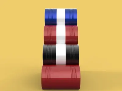 STEEL DRUM BARREL STACKED VARIOUS COLOR GALLON GAS TANK OIL FUEL 3D model