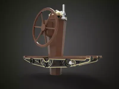 Steering and compass sailing ship 3D model