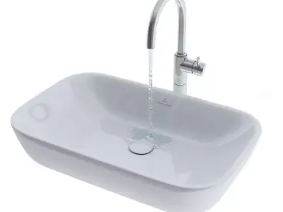 Sink and faucet for the bathroom 3D model