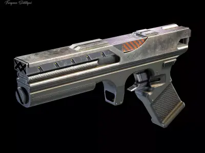 Sci-fi Laser Gun PBR Low-poly 3D model