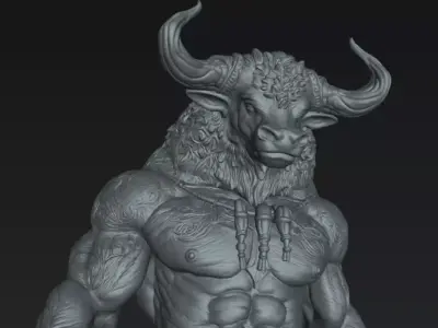 Minotaur STL DnD Tabletop Miniature 3D Print Model 3D print model