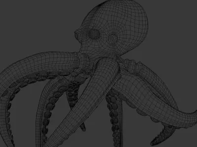 Swimming Octopus Low-poly 3D model
