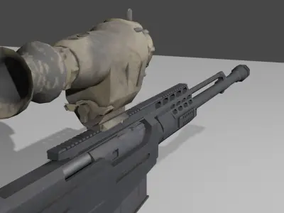AS50 sniper gun Low-poly 3D model