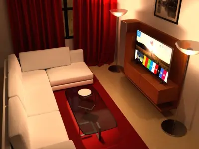 LED TV 55 INCH and WOOD CABINET IN REAL SIZE Free 3D model