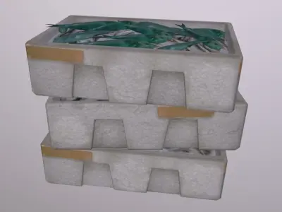 Polystyrene box with fish 02 Low-poly 3D model