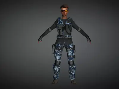 AAA Military Female Character 03 Low-poly 3D model