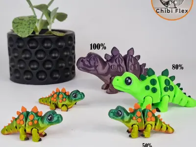 Flexi Mini stegosaurus Print In Place No Supports 3D print model