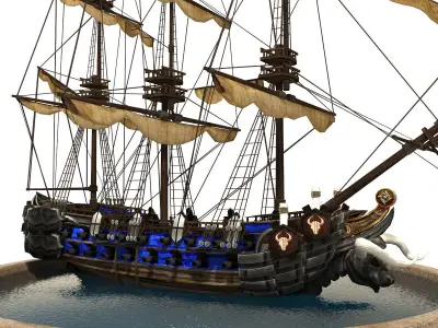 Pirate Ship Low-poly 3D model