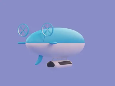 Cartoon Airship Low-poly 3D model