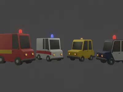 Cars group Free low-poly 3D model