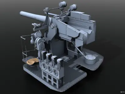 5-inch 25-caliber Mark 10 anti-aircraft gun Low-poly 3D model