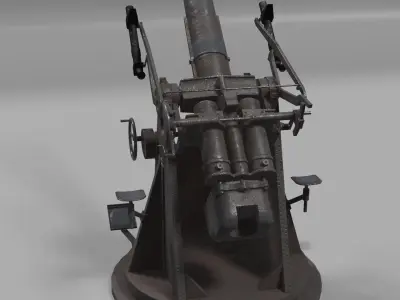  QF 3 naval 3 inch gun low poly Low-poly 3D model