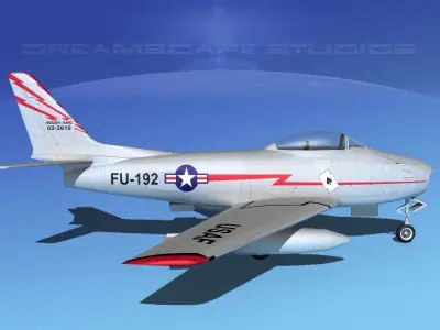 North American F-86 Sabre Jet V07 USAF 3D model