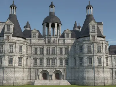 Low Poly Chateau-Castle - Inspired by Chateau de Chambord - PBR Low-poly 3D model