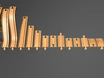 Wooden Toy Train Set Low-poly 3D model
