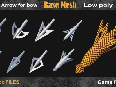50 Arrow for bow basemesh vol 3 Low-poly 3D model