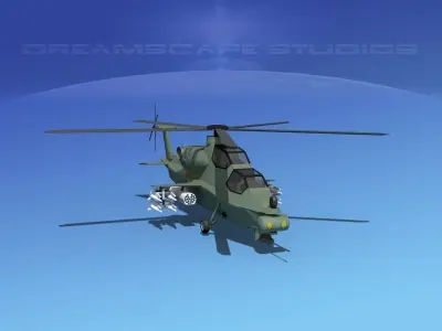 WZ-10 Attack Helicopter V01 Low-poly 3D model