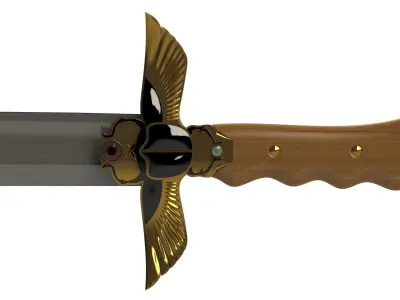 Legendary Khopesh Sword with Flying Scarab Guard - 3D Model 3D print model