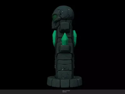 Stylized Emerald Alien Monolith Game Ready - AI Low-poly 3D model