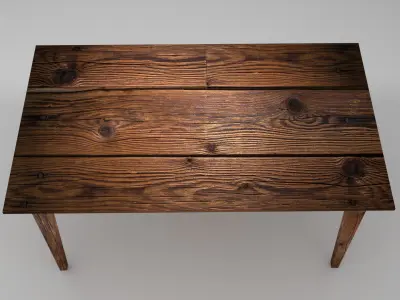 Classic wooden table Free low-poly 3D model