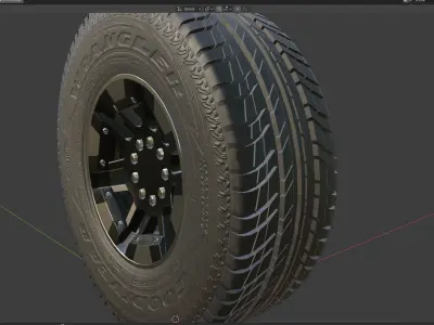 Wheel Hummer rim tyre with textures Low-poly 3D model
