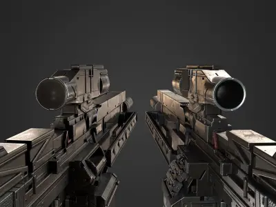 Modular Sci-fi gun Low-poly 3D model