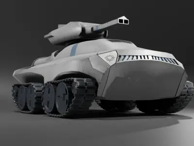 Futuristic Sci-fi Modern War Tank White Low-poly 3D model