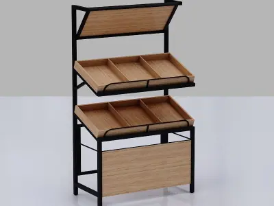 Stall model wooden shelf with two compartments Low-poly 3D model