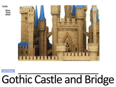 Gothic Castle and Gothic Bridge 3D model