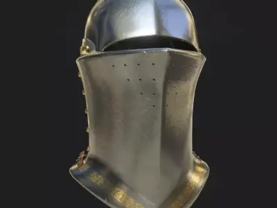 Medieval jousting helmet Low-poly 3D model