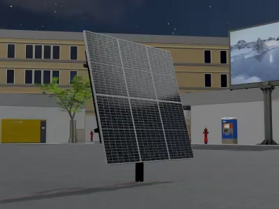 Agricultural Photovoltaic System 165 Degrees 4m Low-poly 3D model