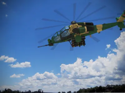 Atak T-129 Helicopter - 3D Max 3D Element  Low-poly 3D model
