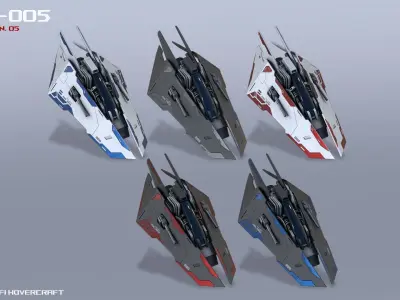 Scifi Hovercraft Low-poly 3D model