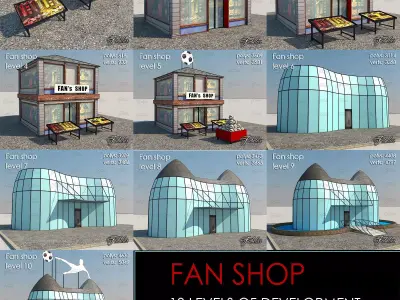 Fan Shop all 10 Levels Low-poly 3D model