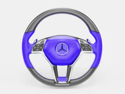 3d Steering Wheel With Blue Cover 3D model